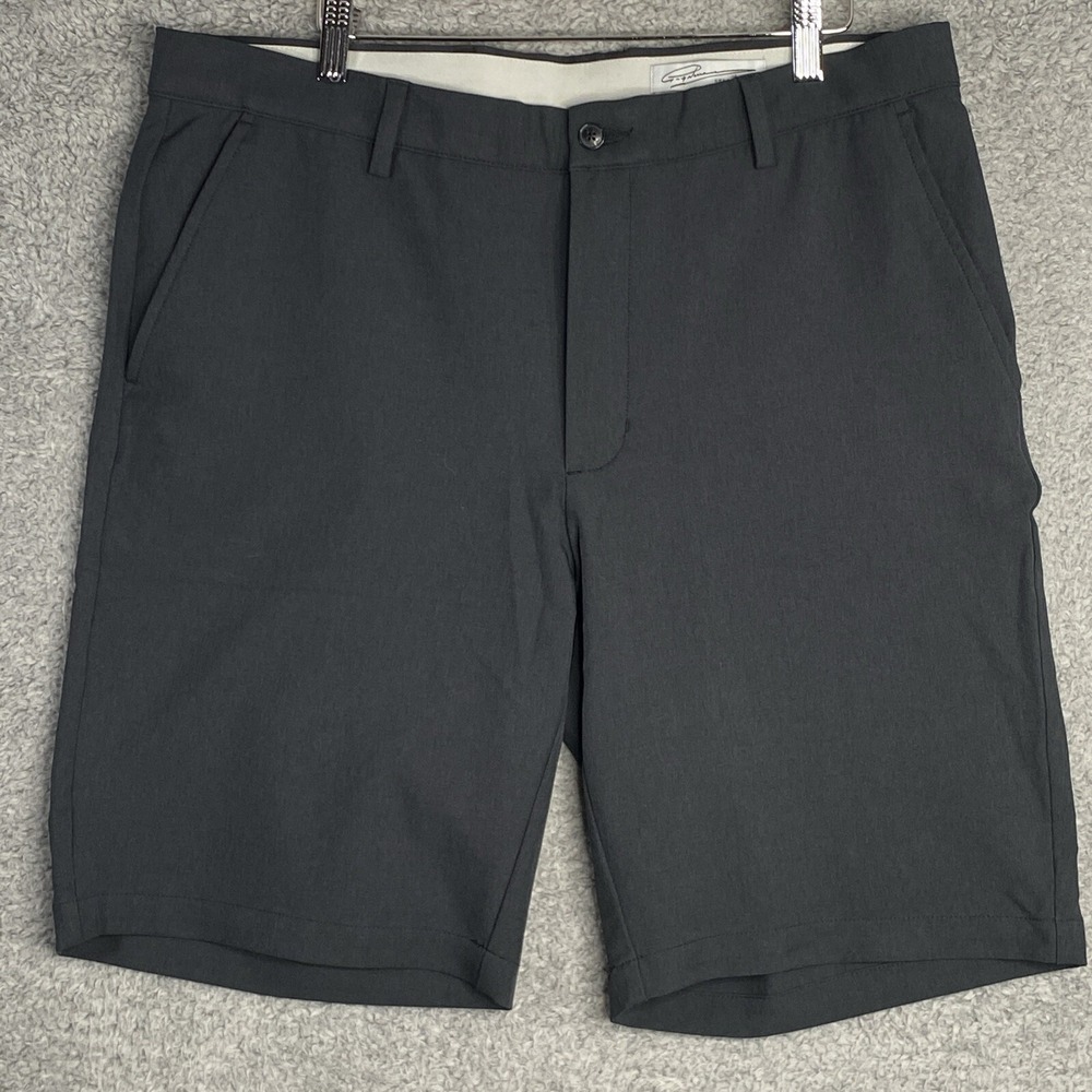 Greg Norman‎ Travel Golf Shorts Size 36 Black Stretch Chino Style 10" Inseam